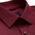 Men Maroon Solid Slim Fit Pure Cotton Formal Shirt