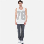 Men White & Grey Printed Gym Vest 9928-0105