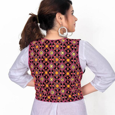 Shivam Fashion Cotton Rajasthani Embroidered Jacket for Women with Mirror Work Traditional Ethnic Shrug Jacket for kurti Navratri Gujrati Kutchi Koti